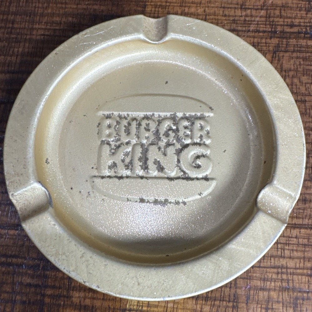 Vintage Ashtray Burger King Fast Food Restaurant Collectible‎ Gold Rare Metal